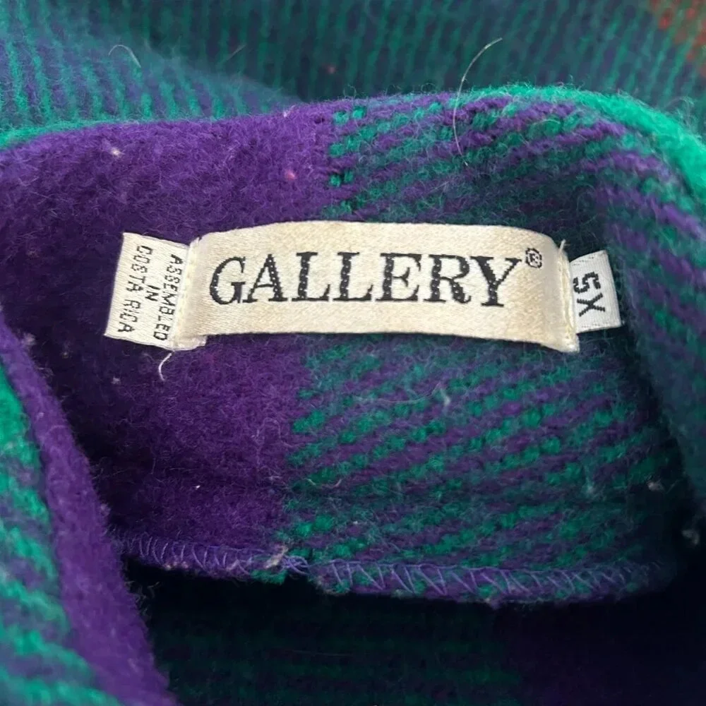 Vintage 80s Gallery Colorblock Melton Wool Blanket Coat With Fringe Size XS